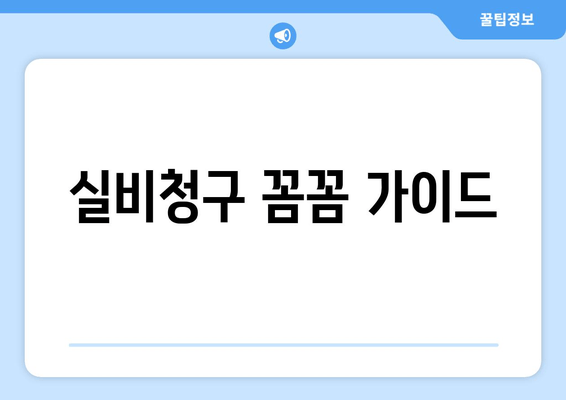 실비청구 꼼꼼 가이드