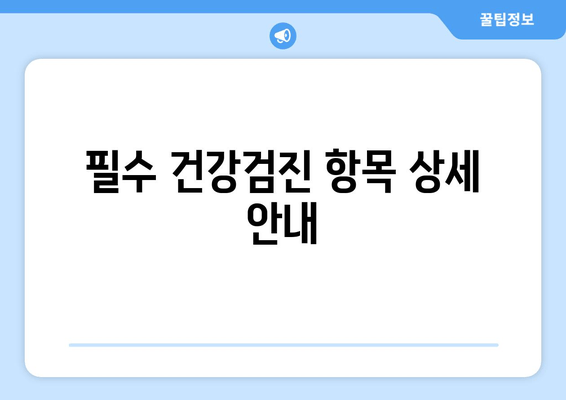 필수 건강검진 항목 상세 안내