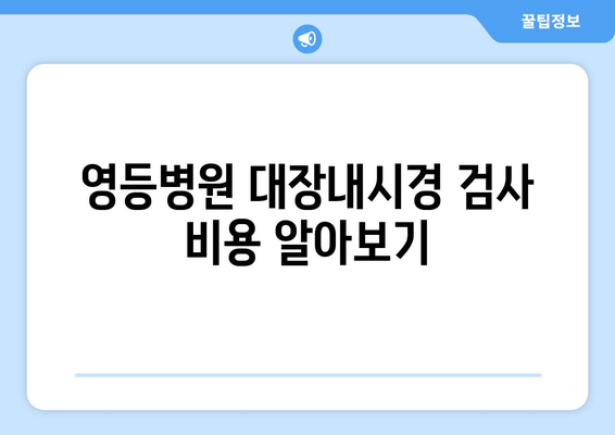 영등병원 대장내시경 검사 비용 알아보기