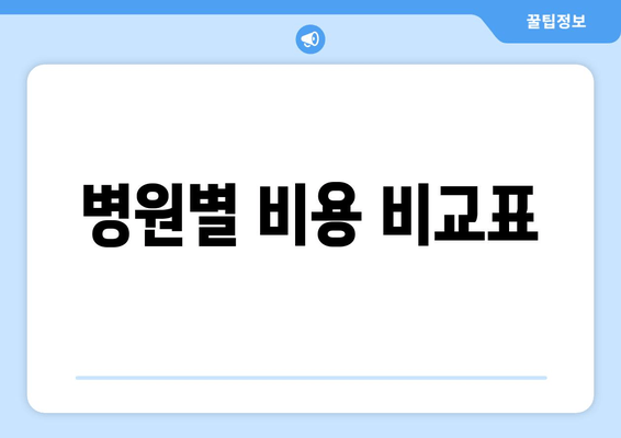 병원별 비용 비교표