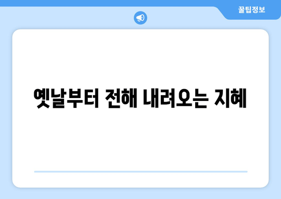 옛날부터 전해 내려오는 지혜