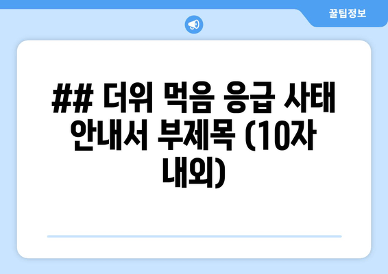 ## 더위 먹음 응급 사태 안내서 부제목 (10자 내외)