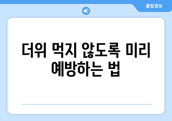 더위 먹지 않도록 미리 예방하는 법