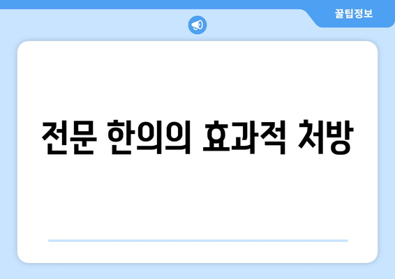 전문 한의의 효과적 처방