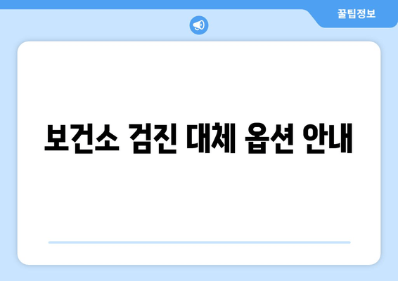 보건소 검진 대체 옵션 안내