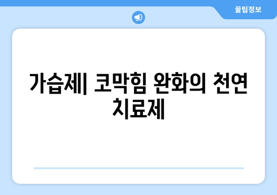 가습제| 코막힘 완화의 천연 치료제