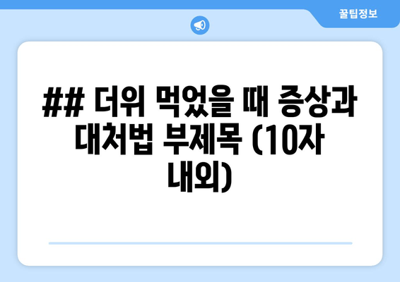 ## 더위 먹었을 때 증상과 대처법 부제목 (10자 내외)