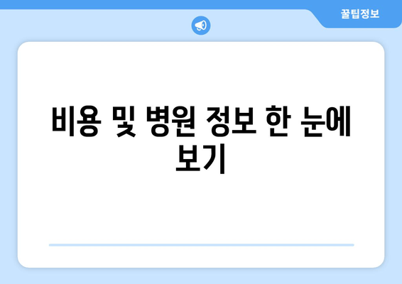 비용 및 병원 정보 한 눈에 보기