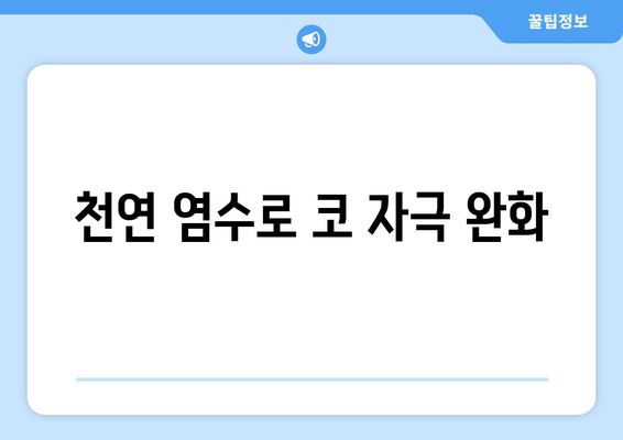 천연 염수로 코 자극 완화