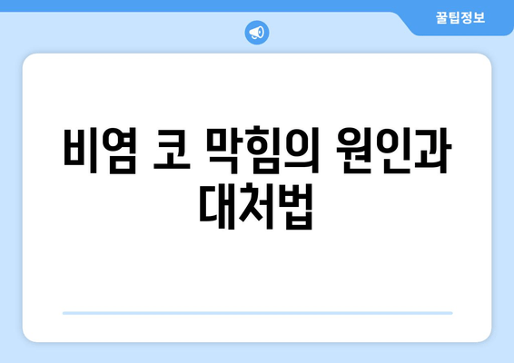 비염 코 막힘의 원인과 대처법