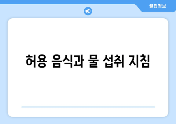 허용 음식과 물 섭취 지침