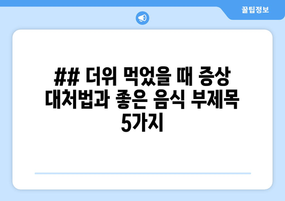 ## 더위 먹었을 때 증상 대처법과 좋은 음식 부제목 5가지