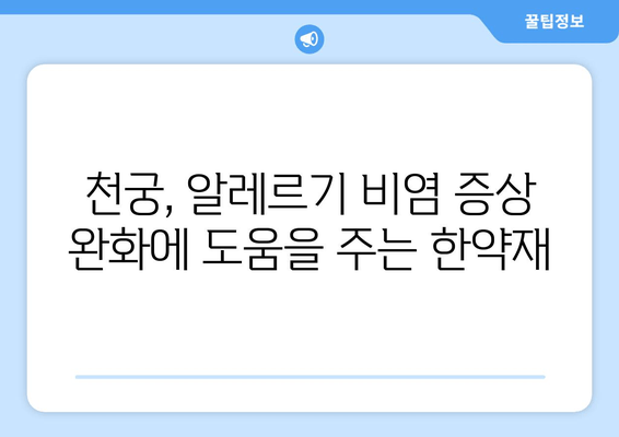 천궁| 알레르기 비염 완화 효과, 한약재의 놀라운 비밀 | 천궁 효능, 알레르기 비염 치료, 한약