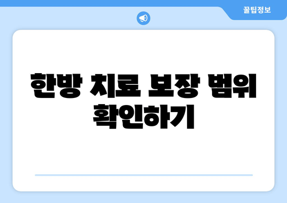 한방 치료 보장 범위 확인하기