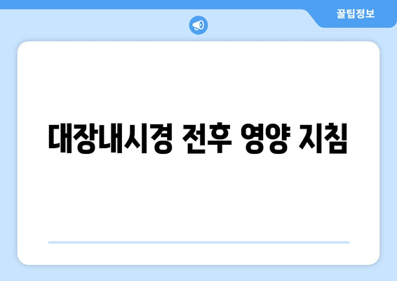 대장내시경 전후 영양 지침