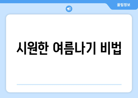 시원한 여름나기 비법