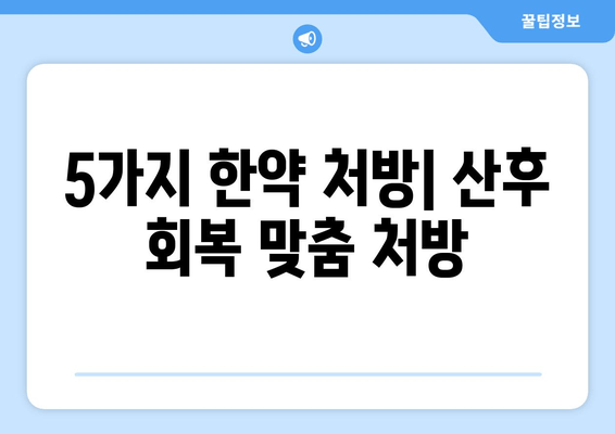 산후 몸조리, 한약으로 건강 되찾기| 효과적인 5가지 한약 처방 | 산후 회복, 몸 보양, 한방 치료