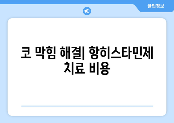 코 막힘 해결| 항히스타민제 치료 비용