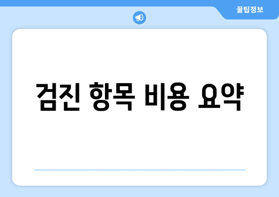 검진 항목 비용 요약