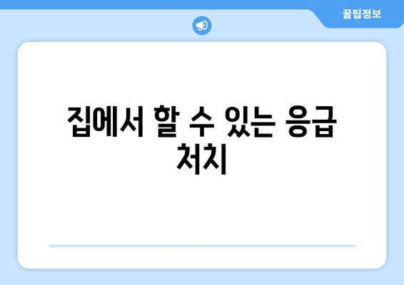 집에서 할 수 있는 응급 처치