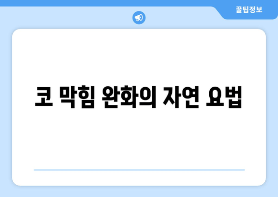 코 막힘 완화의 자연 요법