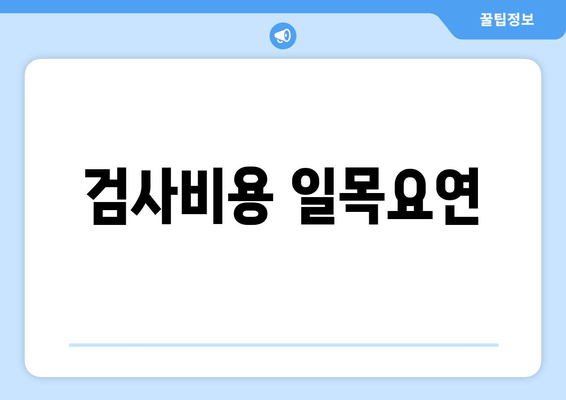 검사비용 일목요연