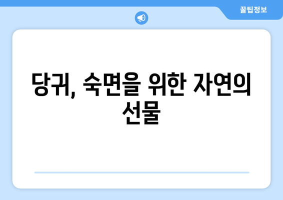 당귀| 수면의 질 개선과 수면 장애 해결에 도움이 되는 안정제 | 천연 수면 개선, 불면증 완화, 당귀 효능