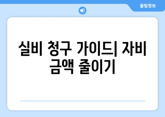 실비 청구 가이드| 자비 금액 줄이기