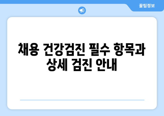 채용 건강검진 필수 항목과 상세 검진 안내