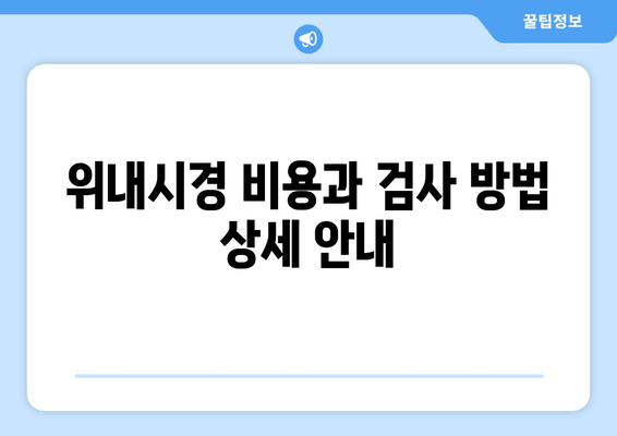 위내시경 비용과 검사 방법 상세 안내