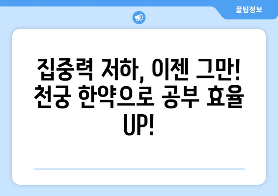 천궁| 수험생을 위한 체력 & 집중력 UP! 한약 가이드 | 수험생 건강, 한약 효능, 집중력 향상