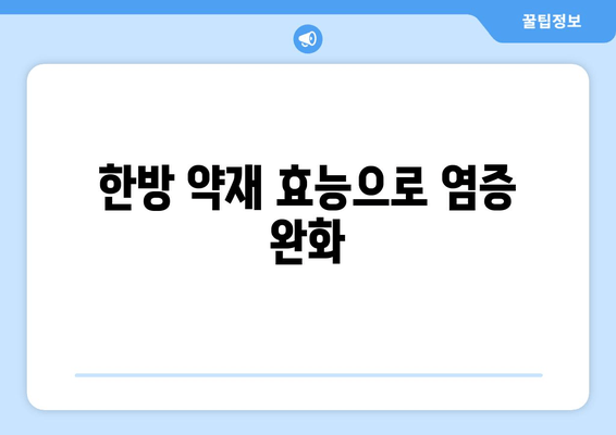 한방 약재 효능으로 염증 완화