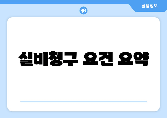 실비청구 요건 요약