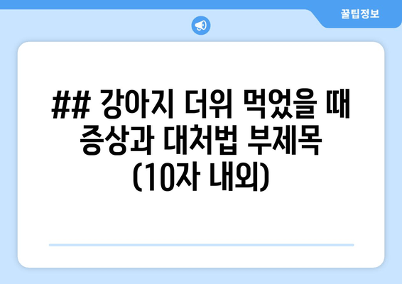 ## 강아지 더위 먹었을 때 증상과 대처법 부제목 (10자 내외)