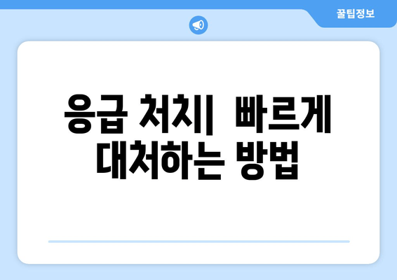 응급 처치|  빠르게 대처하는 방법