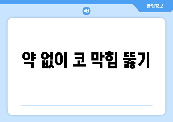 약 없이 코 막힘 뚫기