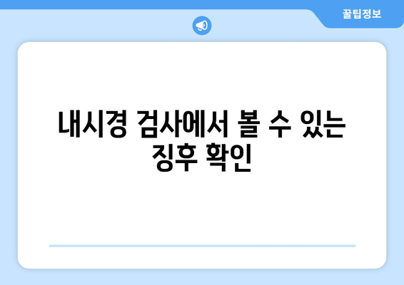 내시경 검사에서 볼 수 있는 징후 확인