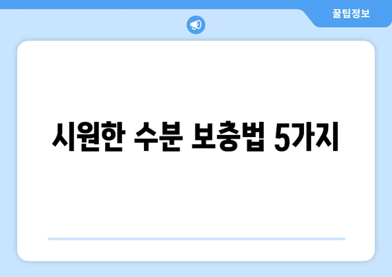 시원한 수분 보충법 5가지