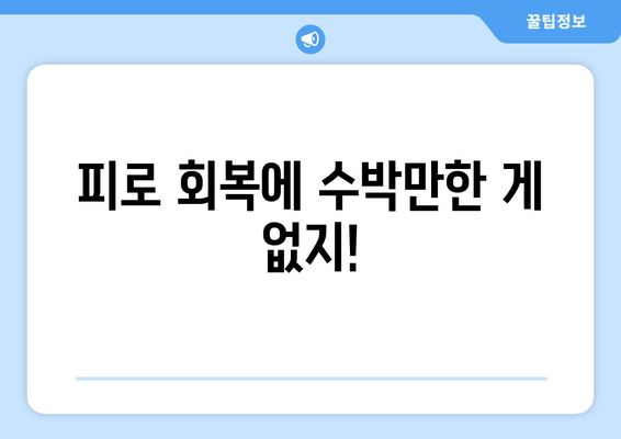 피로 회복에 수박만한 게 없지!