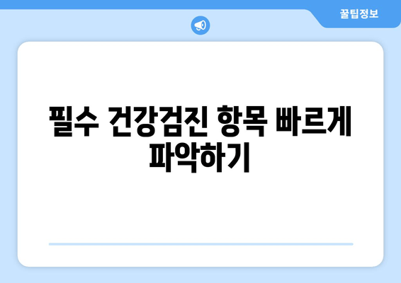 필수 건강검진 항목 빠르게 파악하기