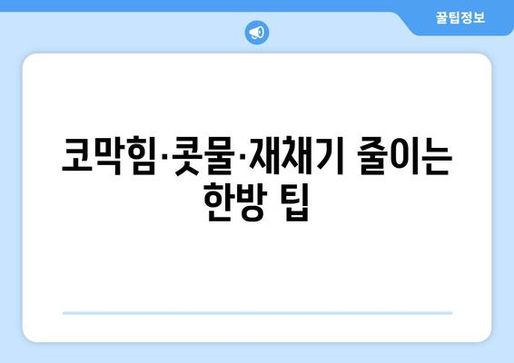 코막힘·콧물·재채기 줄이는 한방 팁