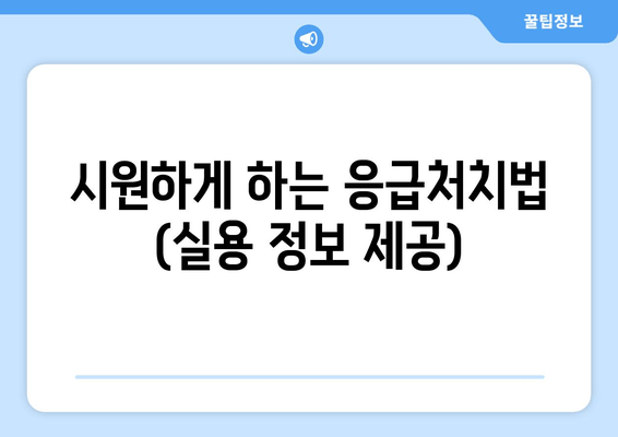 시원하게 하는 응급처치법 (실용 정보 제공)