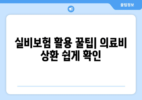 실비보험 활용 꿀팁| 의료비 상환 쉽게 확인