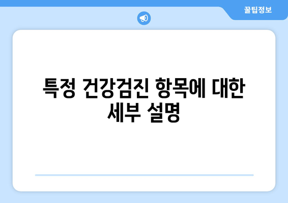 특정 건강검진 항목에 대한 세부 설명