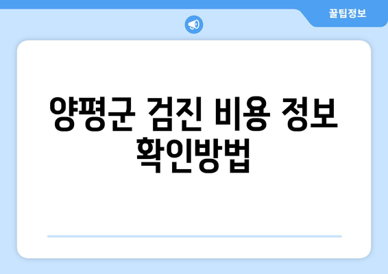 양평군 검진 비용 정보 확인방법