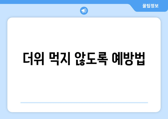 더위 먹지 않도록 예방법