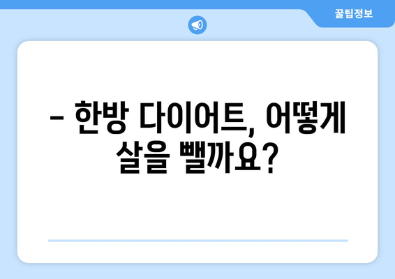 한방 다이어트 한의원, 살 빼는 원리는? | 체질별 맞춤 다이어트, 안전하고 건강하게