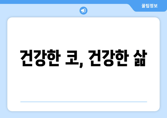 건강한 코, 건강한 삶