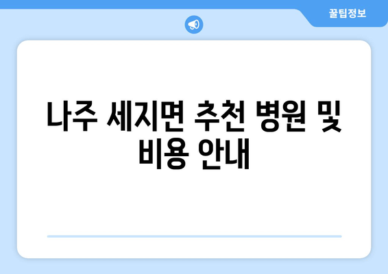 나주 세지면 추천 병원 및 비용 안내