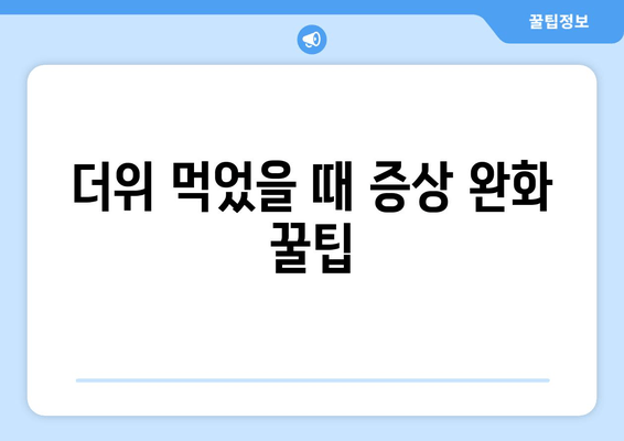 더위 먹었을 때 증상 완화 꿀팁